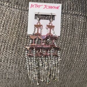 Betsey Johnson Going All Out Pink Champagne Glasses earrings